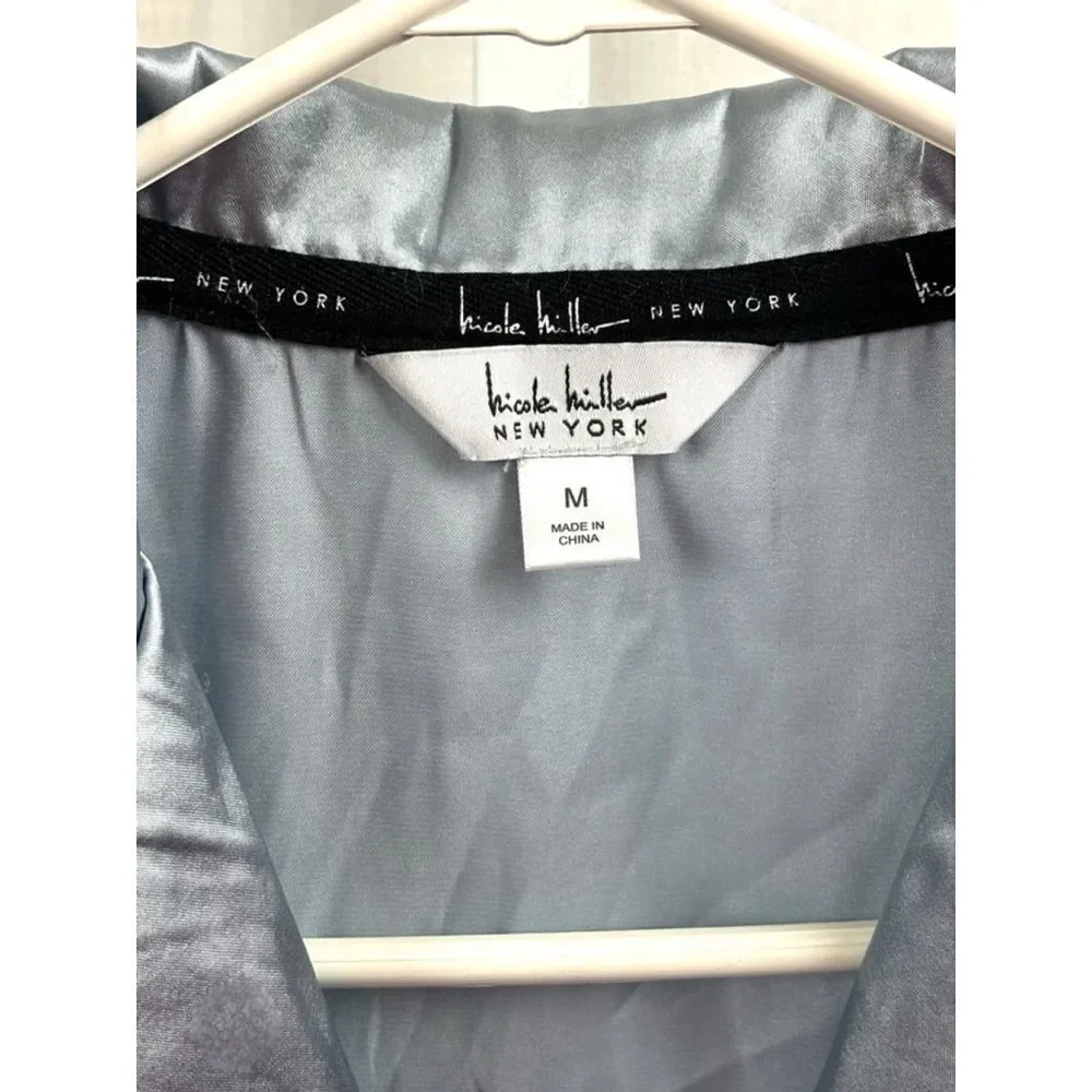 Nicole Miller New York Women’s Medium Soft Satin Notched Collar Boxy Pajama Top